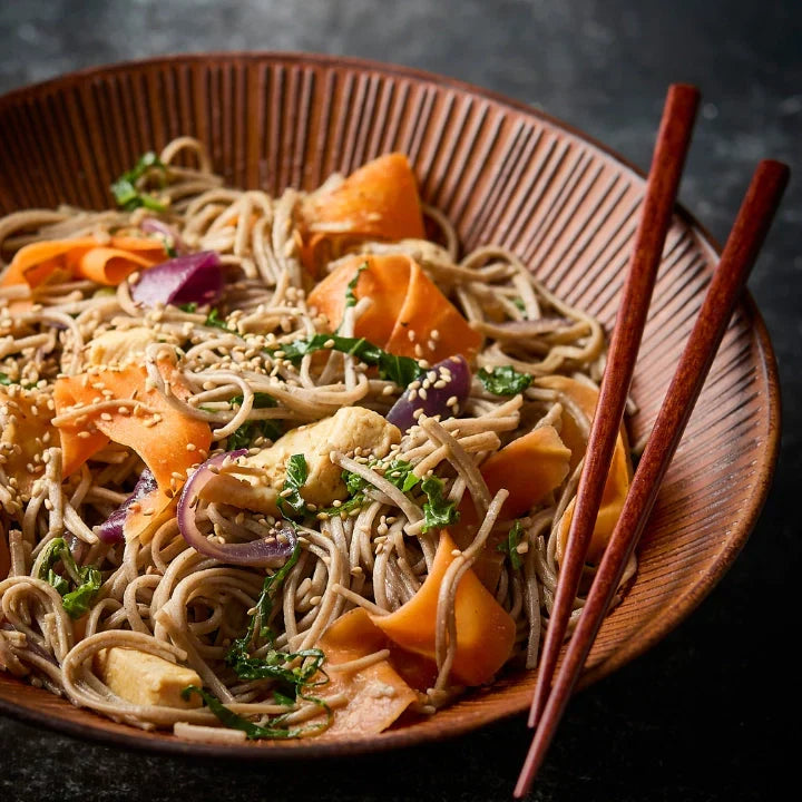 Recette de nouilles soba légumes et miso