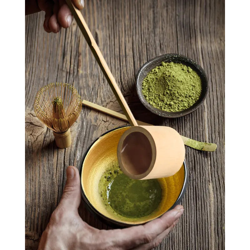 Concha de bambu (L) SASHI-TOHSHI-HISHAKU para cerimónia do chá matcha