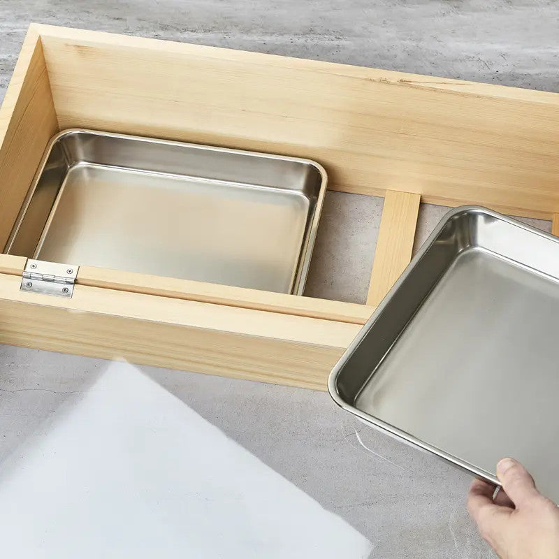Sushi Neta Box van Hinoki-hout, schuin, met scharnieren, XL,692295205
