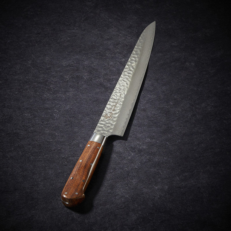 Slicer knife Damascus 33-layer hammered blade 240 mm