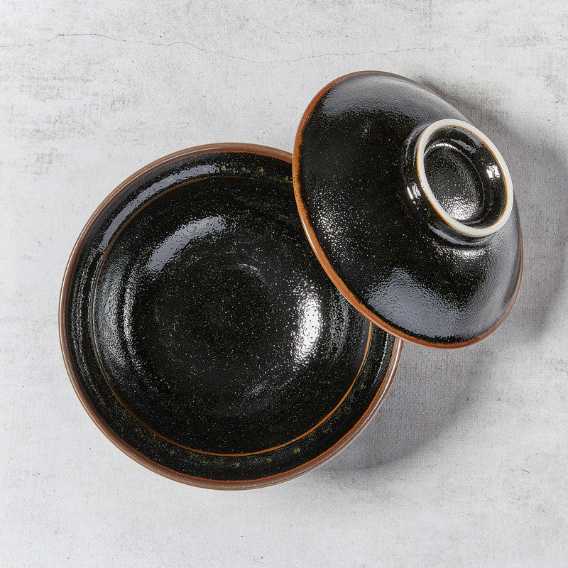 Donburi-Schüssel (Unagi, Katsu-don), Yuzu-Tenmoku-Design – Japanisches Geschirr