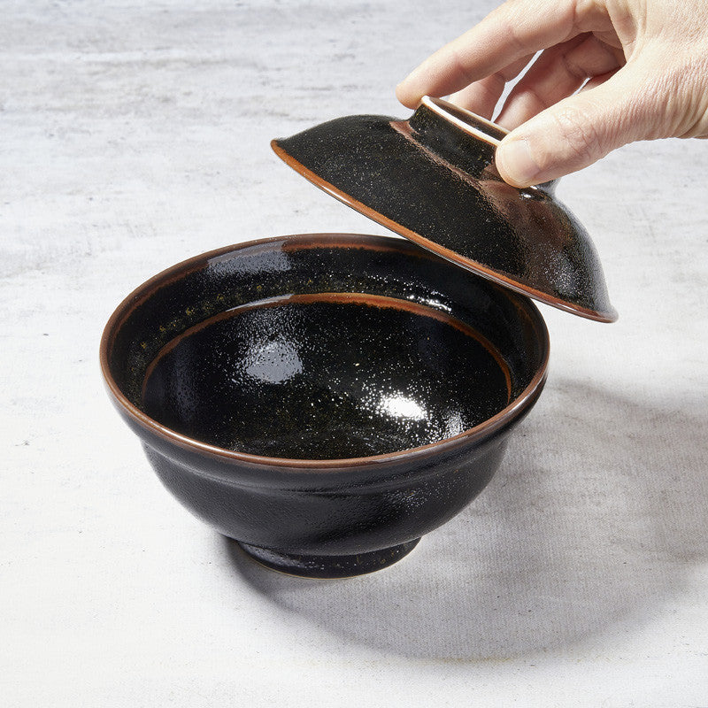 Donburi-Schüssel (Unagi, Katsu-don), Yuzu-Tenmoku-Design – Japanisches Geschirr