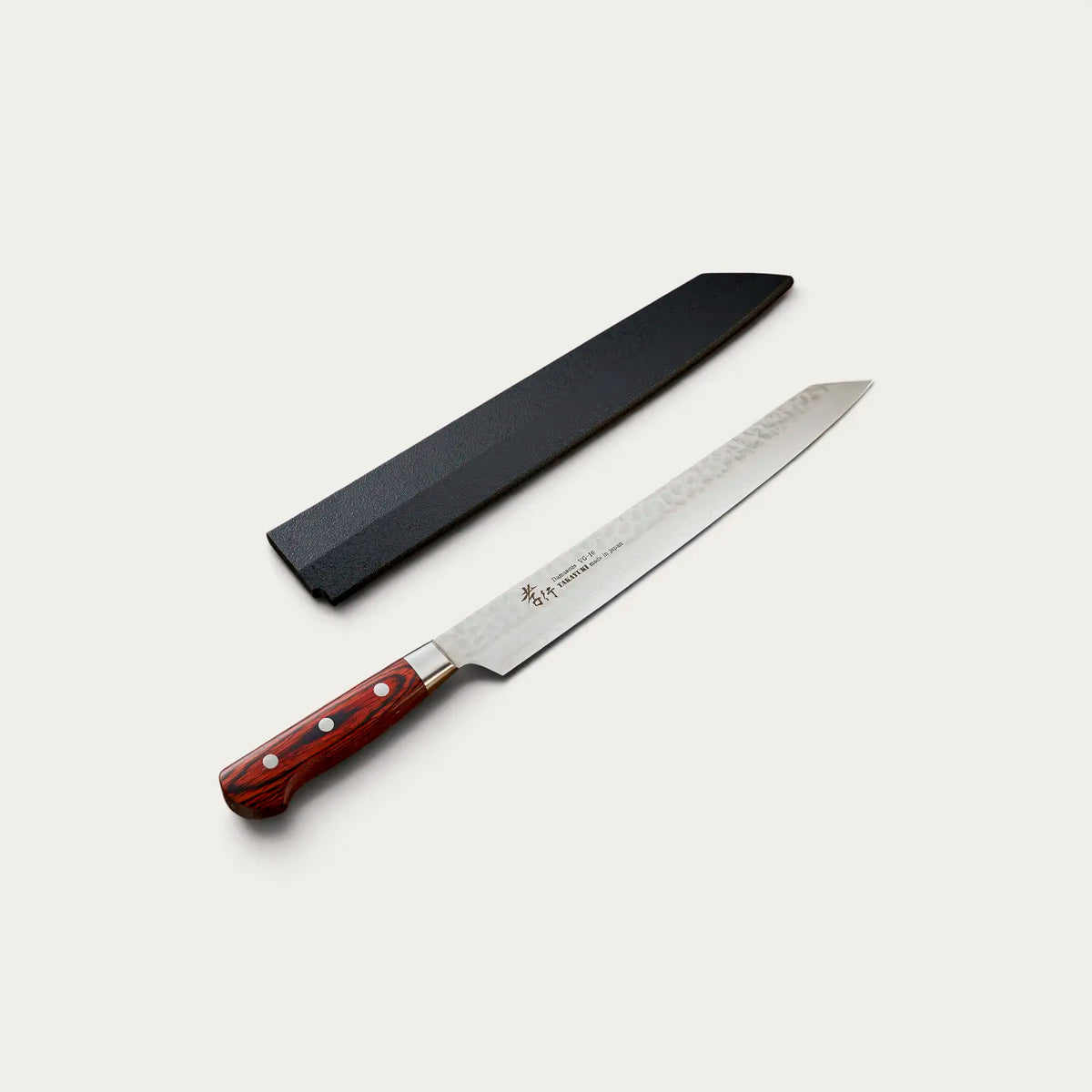 Messer Kengata Yanagiba für Sashimi, Damastklinge 33 Lagen gehämmert 270 mm