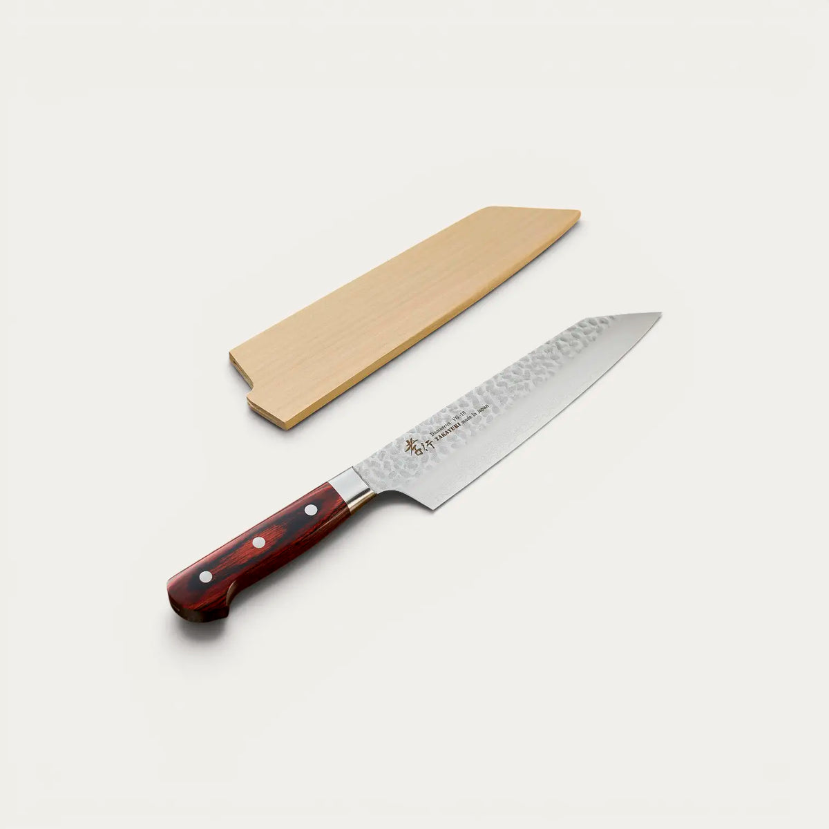Faca Kengata Chef, lâmina Damascena 33 camadas martelada 190 mm