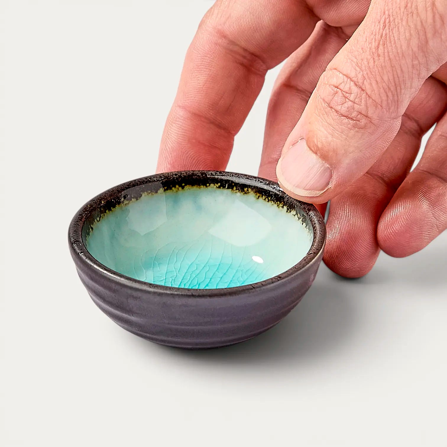 Schälchen aus Keramik und emailliertem Glas – Himmelblau