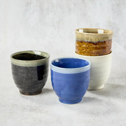 Ensemble de 4 tasses à thé φ 7.6 cm, couleurs assorties