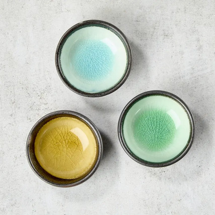 3 Round cups for soy sauce or appetizers