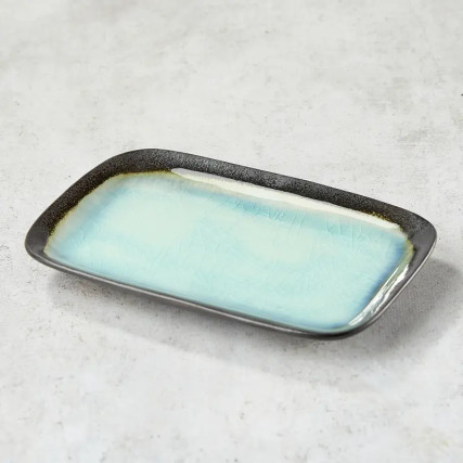 glass enameled ceramic sushi plate