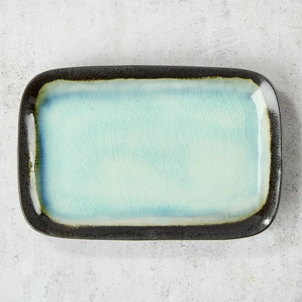 glass enameled ceramic sushi plate