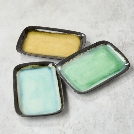 glass enameled ceramic sushi plate