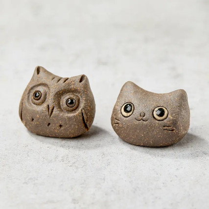 Handcrafted chopstick rest, owl's head