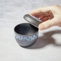 Tigela em Chawan-Mushi, preto padrão de cristal