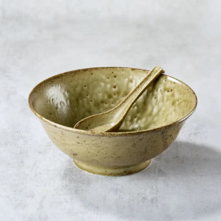 Bowl Bowl in Ramen Premium Artisanal and its matching spoon, 1200 ml