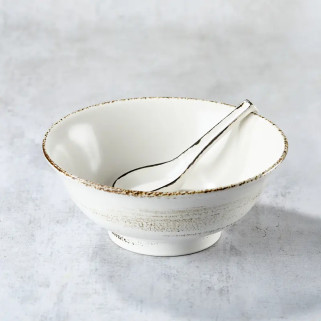 Bowl în Ramen Premium 21 × 8,7 și linguri, Wabikuchiha 1200ml