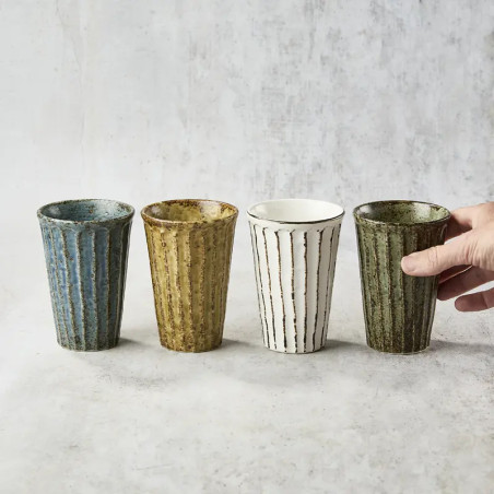 nsemble de 4 verres à bière, motif Shinogi, 300 ml, φ8.5×12㎝