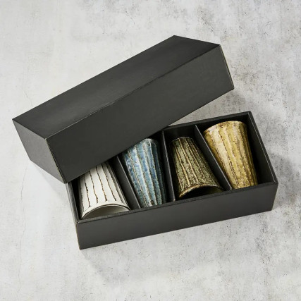 Set von 4 Biergläser, Shinogi-Muster, 300 ml, φ8.5 × 12㎝ 