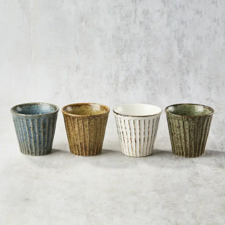 Set von 4 Gläser mit Saft oder Wasser, Shinogi-Muster, 260 ml, φ9.2 × 8.6㎝