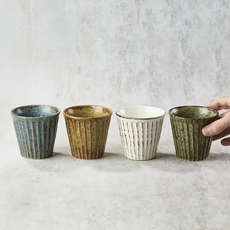 Coffret de 4 verres à jus ou eau, motif Shinogi, 260 ml, φ9.2×8.6㎝