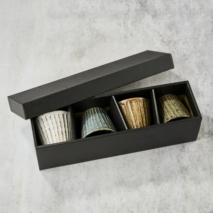 Set von 4 Gläser mit Saft oder Wasser, Shinogi-Muster, 260 ml, φ9.2 × 8.6㎝