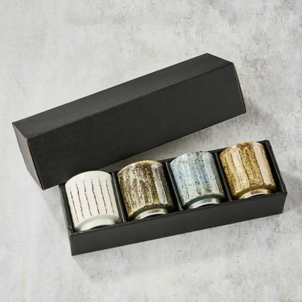 Conjunto de 4 tazas de té, patrón Shinogi, 220 ml, φ7.4 × 8.1㎝
