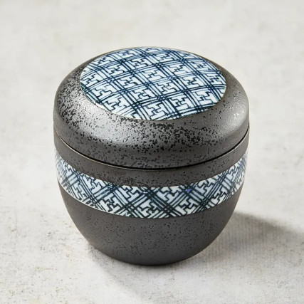Bowl in Chawan-Mushi, Black Crystal pattern