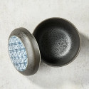 Bowl in Chawan-mushi, black crystal pattern Bowl in Chawan-mushi, black crystal pattern