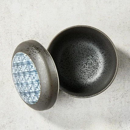 Bowl in Chawan-Mushi, Black Crystal pattern