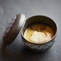 Bowl in Chawan-mushi, black crystal pattern Bowl in Chawan-mushi, black crystal pattern