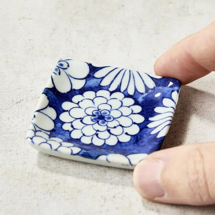 Coupelle à encens artisanale, motif japonais, 5.5×5.5