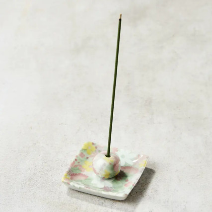 Copa de incienso de caramelo, patrón floral, 5.5 × 5.5