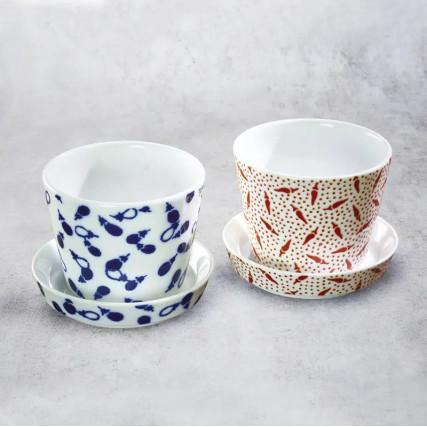 Duo Cups and Cups in Soba Porcelain Nikko