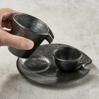 Katakuchi Individual Sake Service Katakuchi 3 quartos, Prata Design Preto