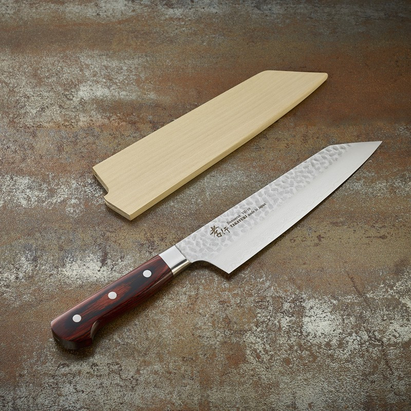 Couteau Kengata Chef, lame Damassée 33 couches martelée 190 mm