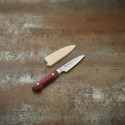 Cuchillo utilitario con 33 capas en acero de Damasco y hoja martillada de 80 mm