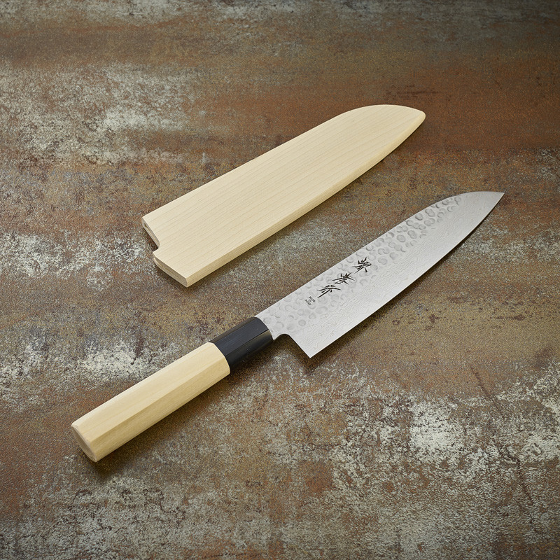 SANTOKU COLTELLO DAMASATO BLADA 45 MARTELLATO 180 mm