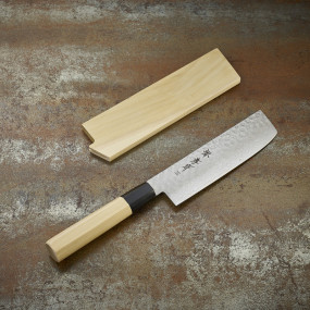Nakiri knife for vegetables Damascus 45 layers hammered blade 160 mm