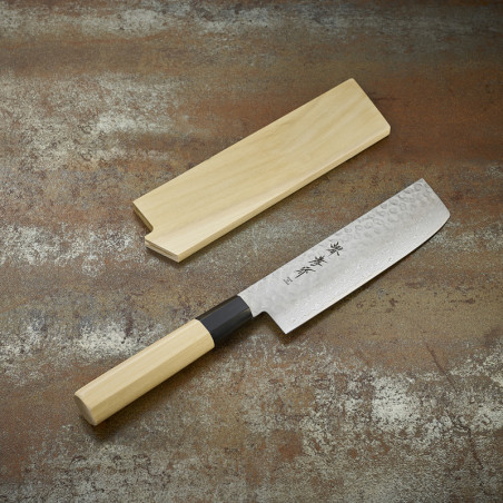Nakiri Knife med vegetabiliskt blad 55 lager hamrade 160 mm
