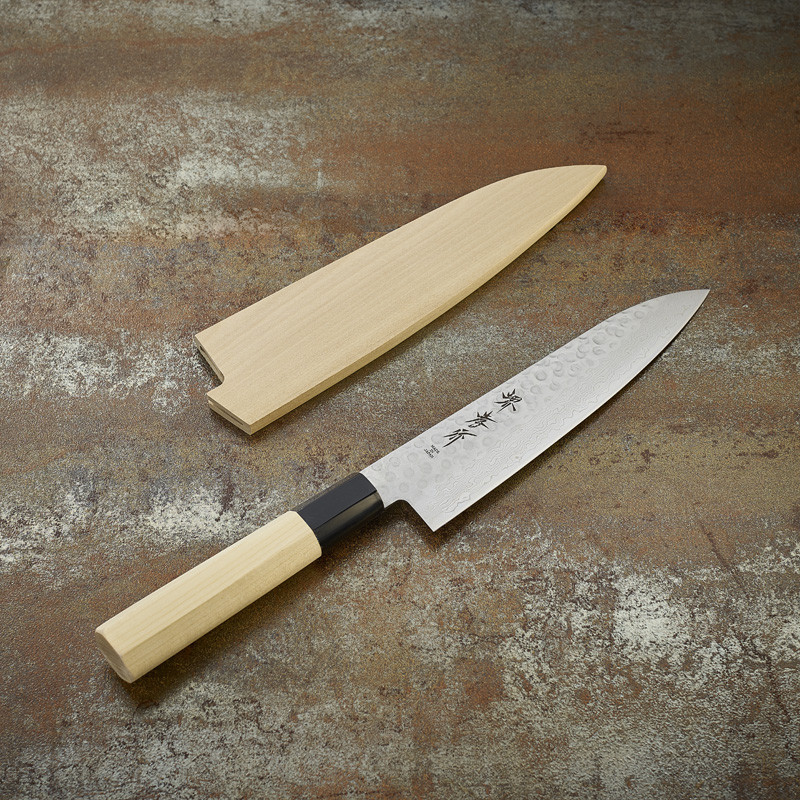 Chef knife Damascus 45 layers hammered blade 180 mm 