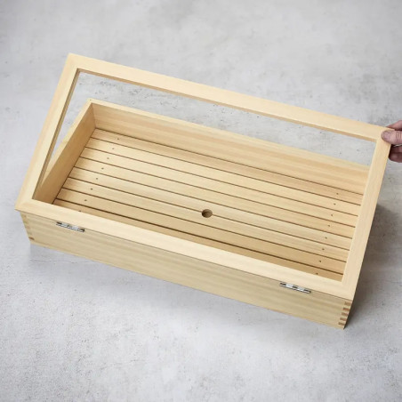 Sushi Neta Box made of Hinoki wood with hinges, L, 600*300*120