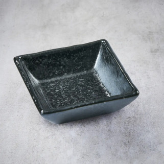 Coupelle Yuzu tenmoku square koduke à sauce soja, assaisonnements, mise en bouche