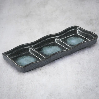 Tazas o especias de condimentos de sushi, 3 compartimentos