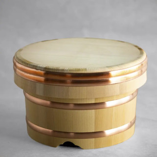 Termo Ohitsu de madera de ciprés Kiso Sawara para conservar arroz cocido para sushi