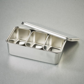 3 Mini rechthoekige ingrediëntenbakken in lade en platte cover - rasters - Gastro-bakken
