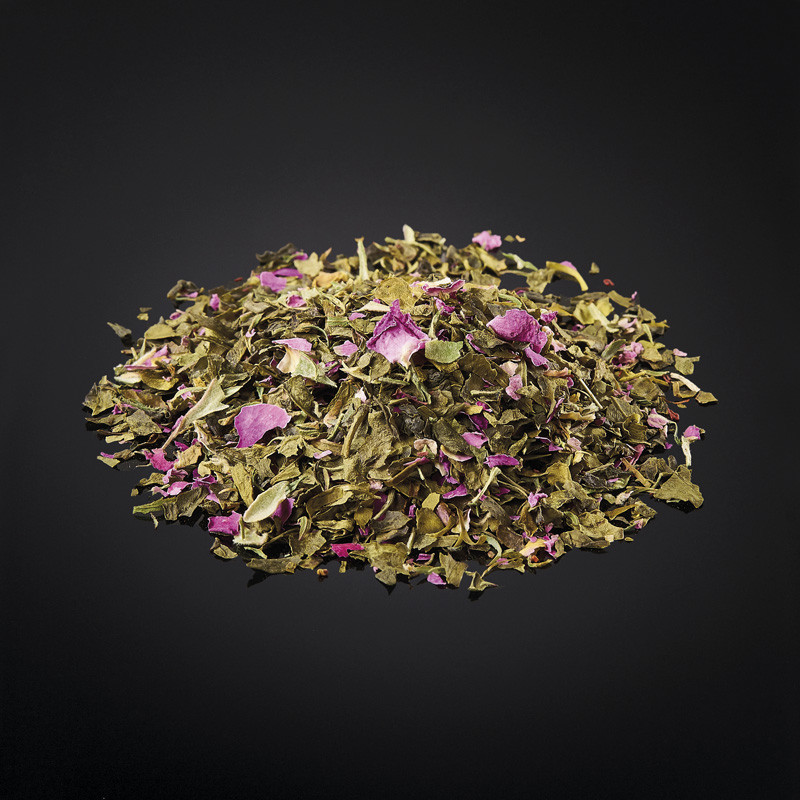 Mélange de thé vert, bouton de rose destructuré et safran Fleurs & Fruits