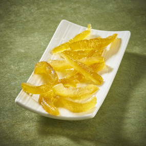 Sugar candied yuzu peel strips without syrup