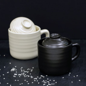 Mug pour cuisson du riz au micro-onde, couleur noire