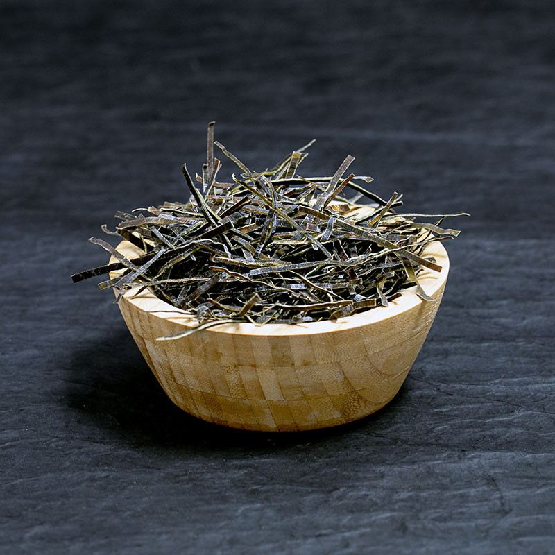 Eminened kombu seaweed algae in Julienne Eminened kombu seaweed algae in Julienne