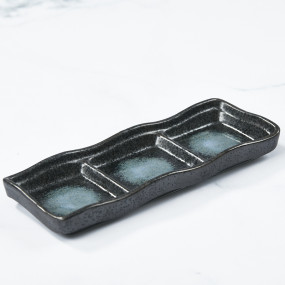 Sushi or spice seasoning dish, 3 compartments