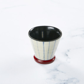 Rare handmade sake glass, for cold or hot sake, black Tokusa model
