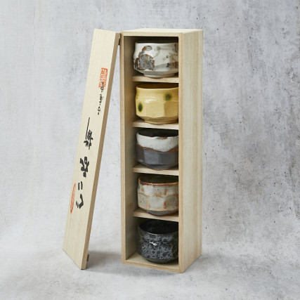 Juego de 5 tazas de sake hechas a mano